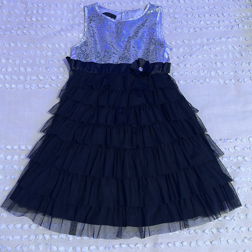 Silver Sequin and Black Dress